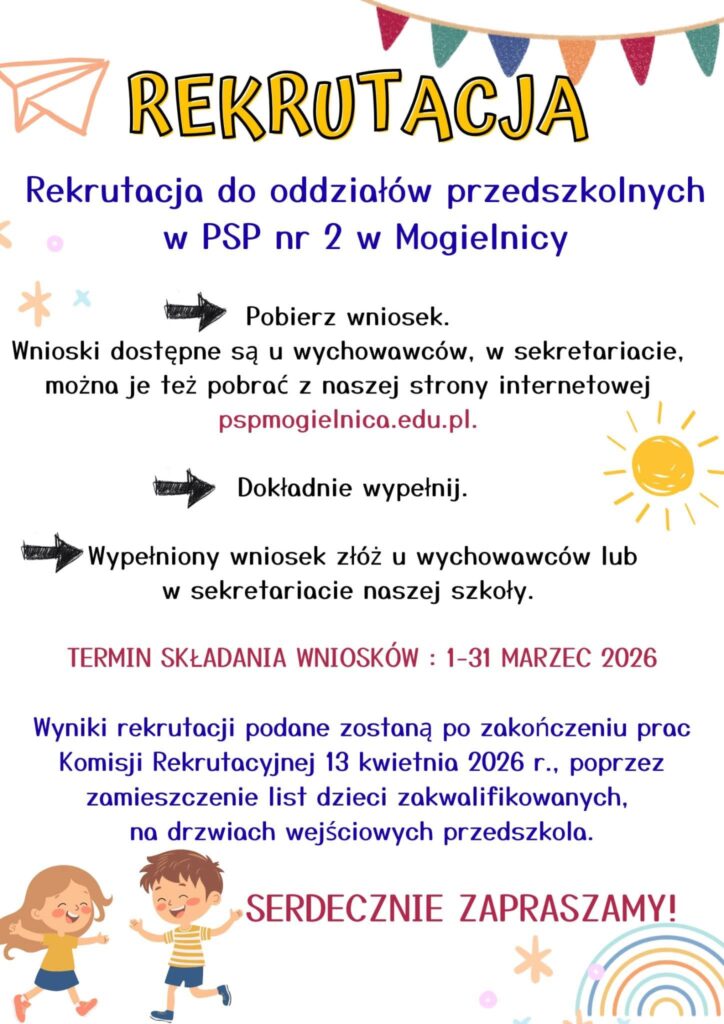 REKRUTACJA DO PRZEDSZKOLA I KLAS PIERWSZYCH