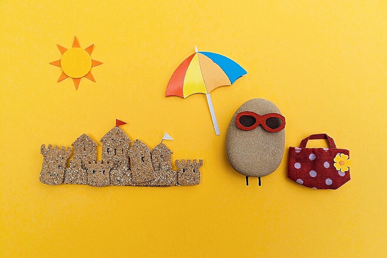 beach, summer, rock, art, nature, craft, scene, summer beach, orange beach, orange art, orange summer, orange rock